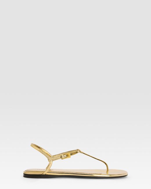 Paris Texas Natural Metallic-Effect Pleated Leather Flat Sandal