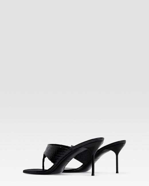 Paris Texas Black Python-Print Leather Mule