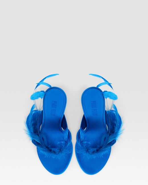 Paris Texas Blue Crepe Satin Thong Mule