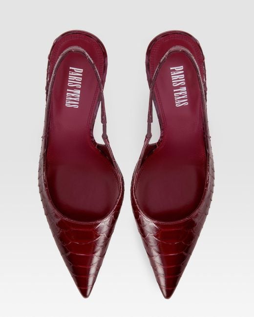 Paris Texas Pink Python-Print Leather Slingback