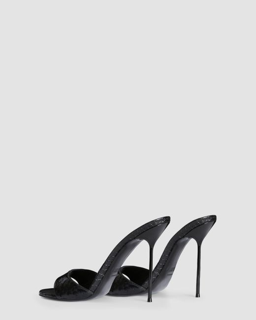 Paris Texas Black Python-Print Leather Mule