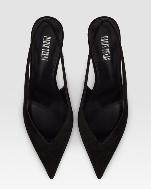 Paris Texas Black Suede Slingback