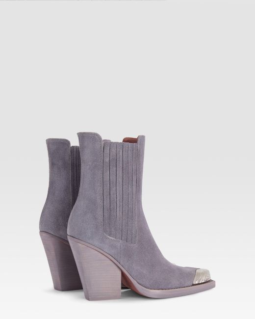 Paris Texas Purple Suede Western Ankle Boot