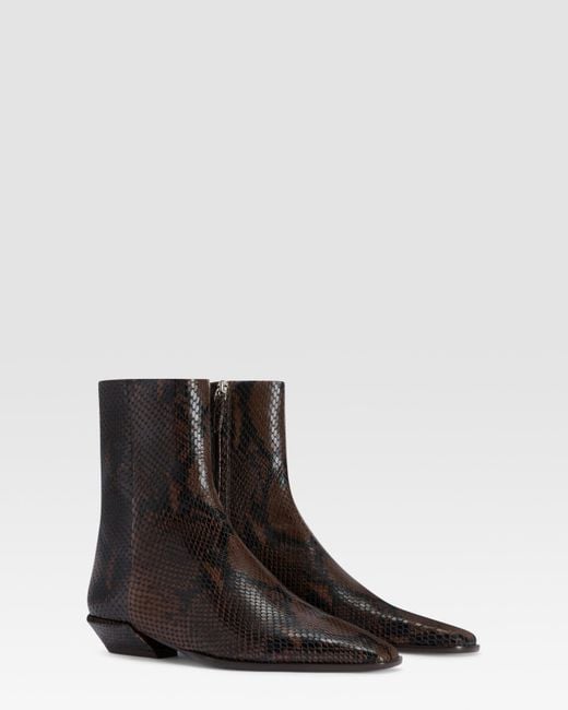 Paris Texas Black Python-Print Leather Ankle Boot