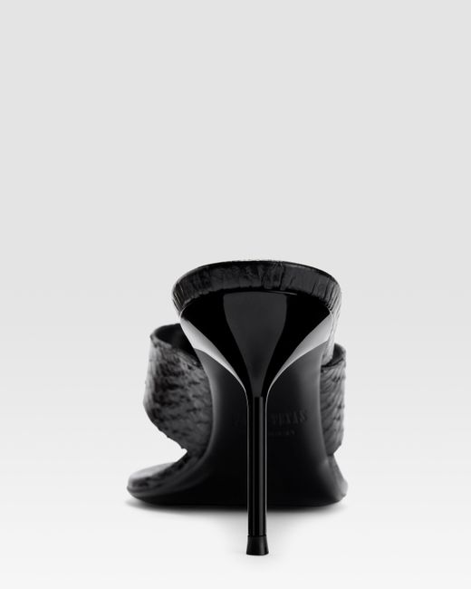 Paris Texas Black Python-Print Leather Mule