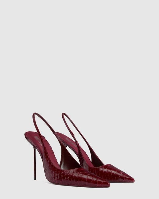 Paris Texas Pink Python-Print Leather Slingback