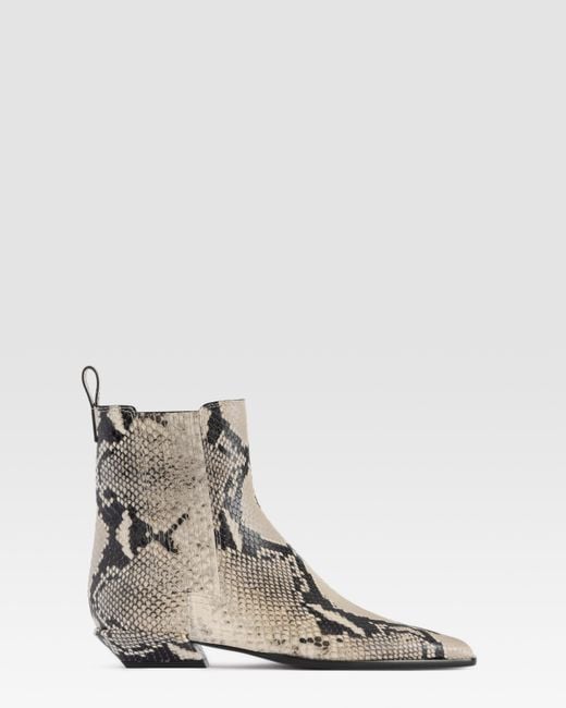 Paris Texas Natural Python-Print Ankle Boot