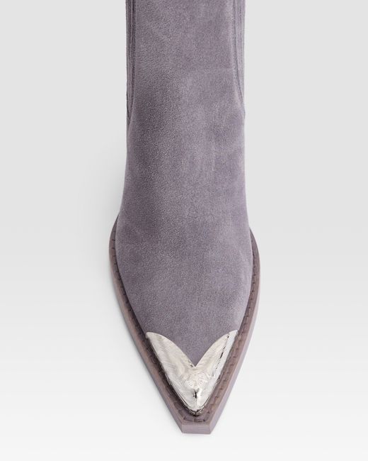 Paris Texas Purple Suede Western Ankle Boot
