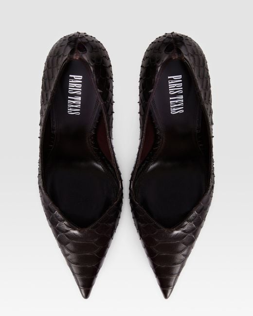 Paris Texas Black Python-Print Leather Pump