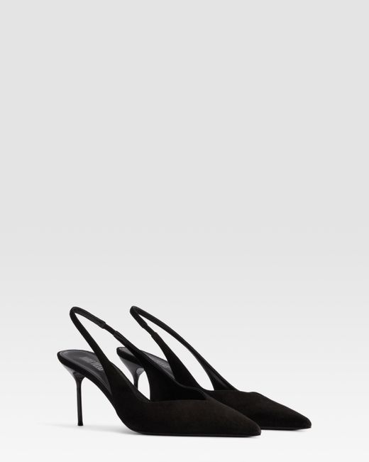 Paris Texas Black Suede Slingback