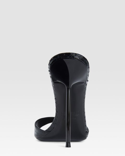 Paris Texas Black Python-Print Leather Mule