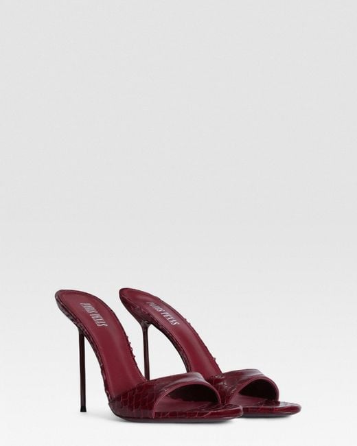 Paris Texas Brown Python-Print Leather Mule