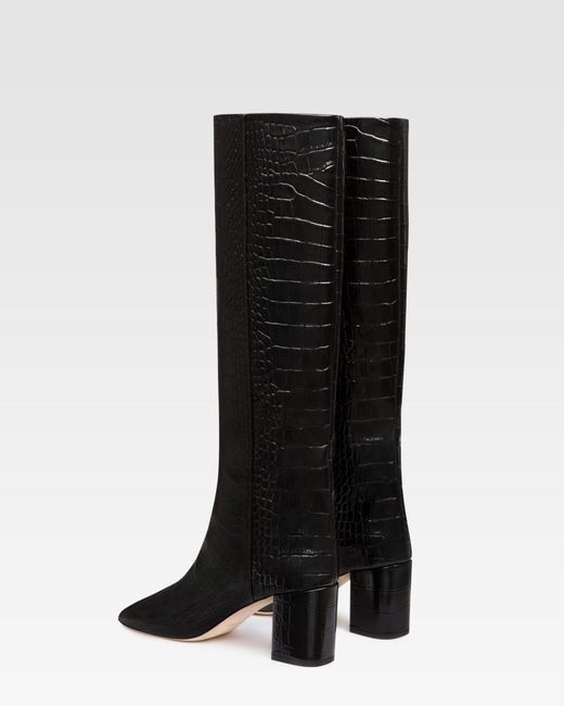 Paris Texas Black Embossed Leather Boot