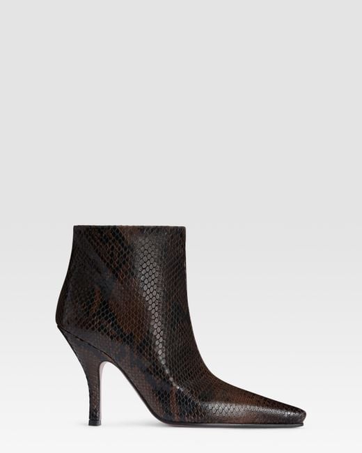 Paris Texas Black Python-Print Leather Ankle Boot