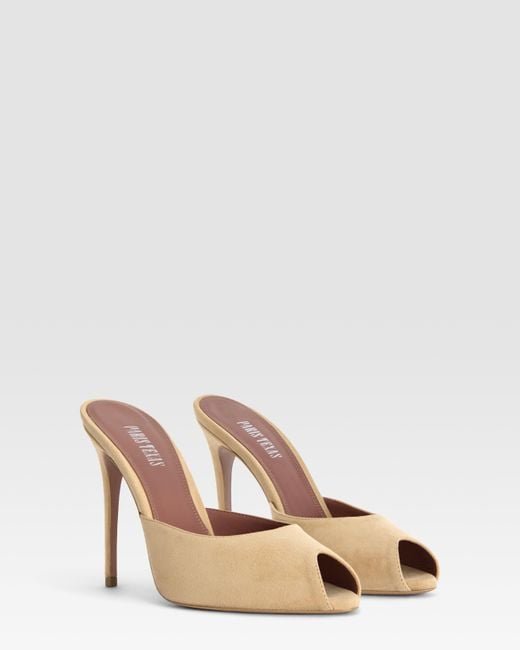 Paris Texas Natural Suede Open-Toe Mule