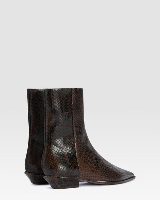 Paris Texas Black Python-Print Leather Ankle Boot