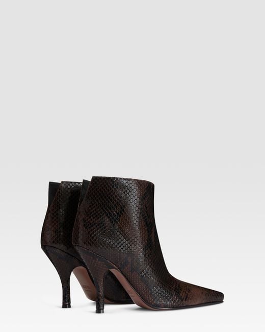 Paris Texas Black Python-Print Leather Ankle Boot