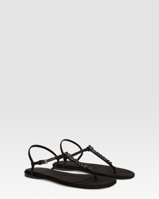 Paris Texas Natural Crepe Satin Flat Sandal With Embroidered Studs