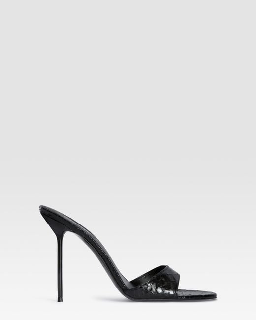 Paris Texas Black Python-Print Leather Mule