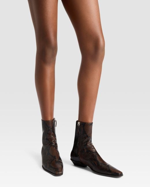 Paris Texas Black Python-Print Leather Ankle Boot