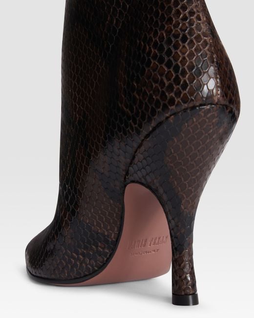 Paris Texas Black Python-Print Leather Ankle Boot