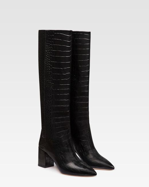 Paris Texas Black Embossed Leather Boot
