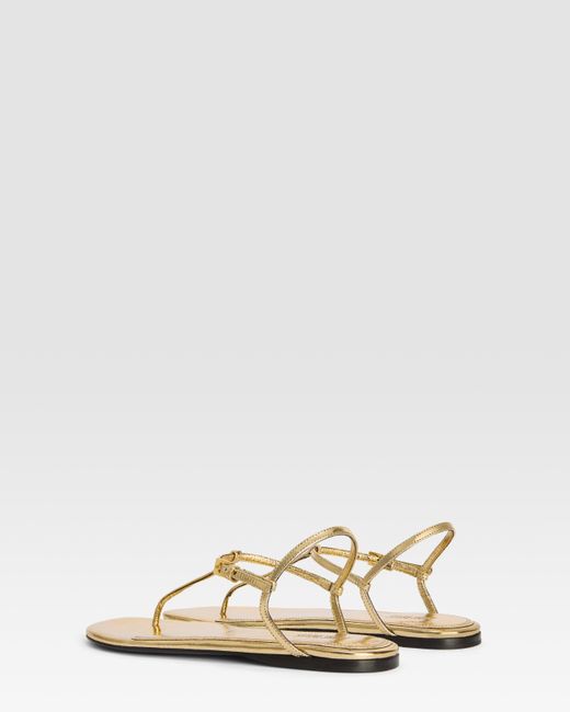 Paris Texas Natural Metallic-Effect Pleated Leather Flat Sandal