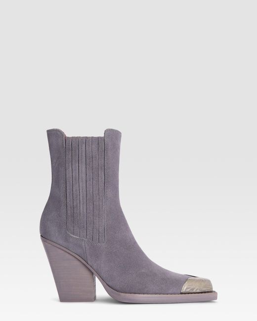 Paris Texas Purple Suede Western Ankle Boot