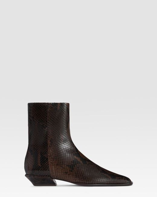Paris Texas Black Python-Print Leather Ankle Boot
