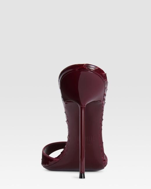 Paris Texas Brown Python-Print Leather Mule
