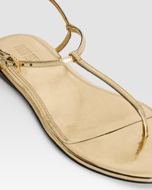 Paris Texas Natural Metallic-Effect Pleated Leather Flat Sandal