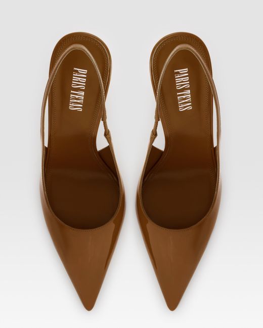 Paris Texas Brown Patent Leather Slingback