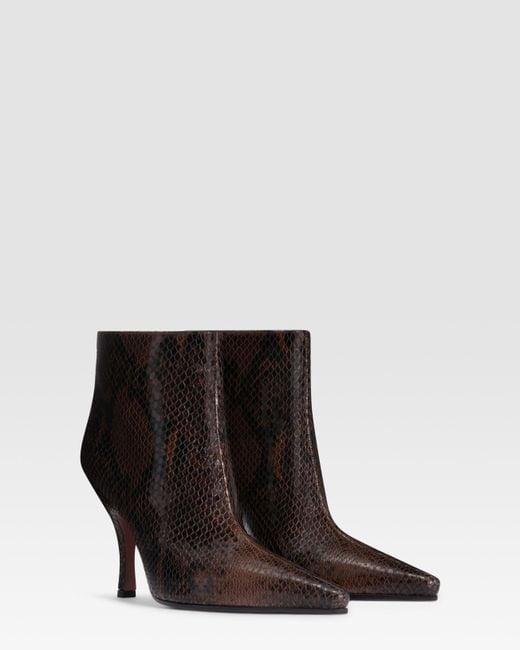 Paris Texas Black Python-Print Leather Ankle Boot