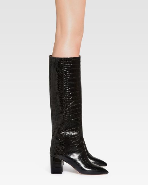 Paris Texas Black Embossed Leather Boot