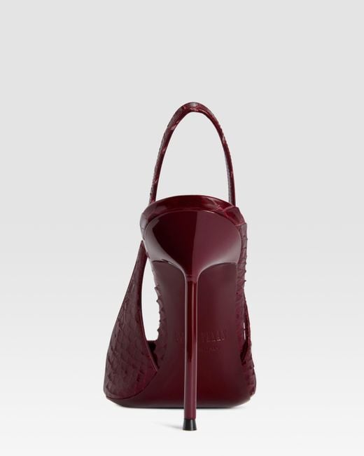 Paris Texas Pink Python-Print Leather Slingback