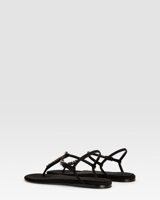 Paris Texas Natural Crepe Satin Flat Sandal With Embroidered Studs