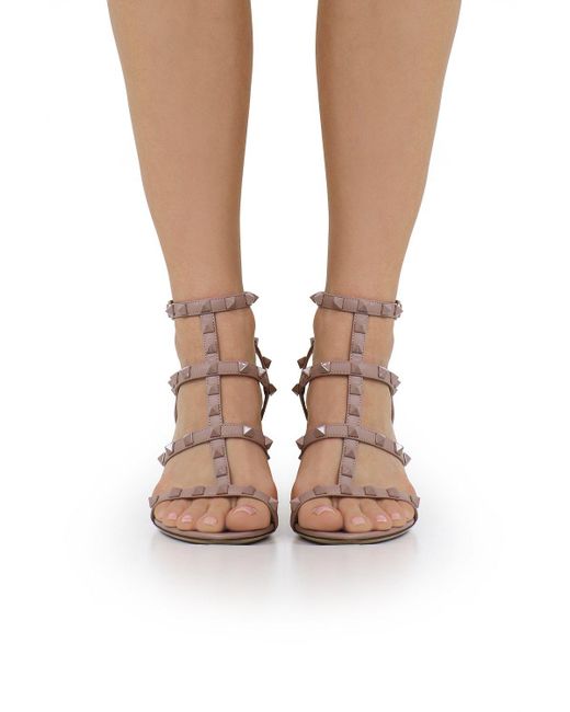 valentino rockstud sandals poudre