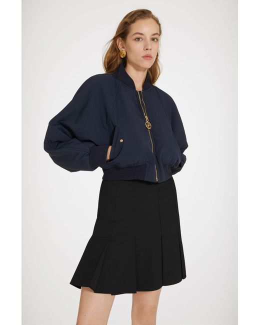 Patou Blue Cropped Bomber Jacket In Recycled Nylon