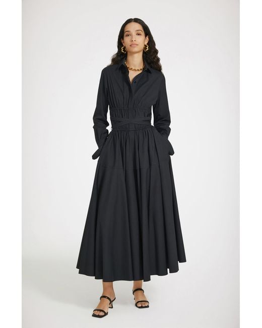 Robe chemise longue en coton éco-responsable Patou en coloris Black