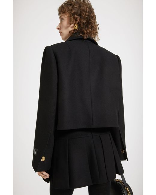 Patou Black Cut-out Cropped Jacket In Wool-blend Felt