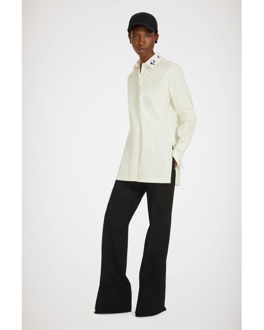 Patou White Signature Organic Cotton Shirt With Embroidered Collar