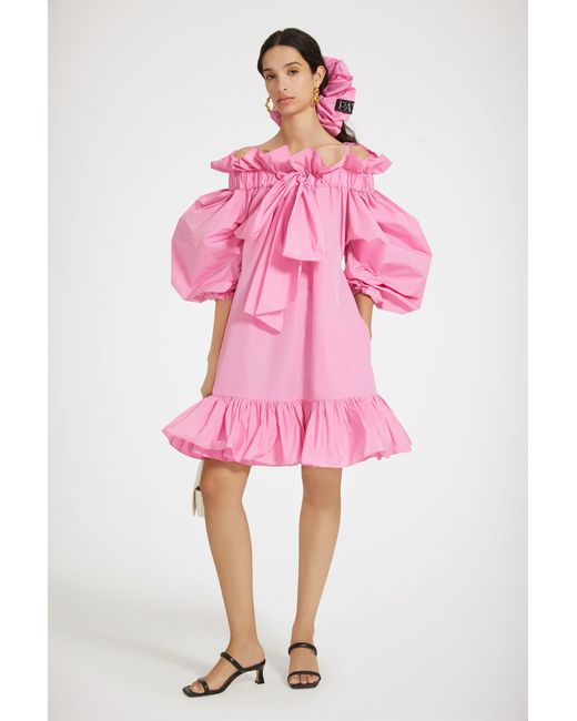 Vestito corto voluminoso in faille riciclato di Patou in Pink