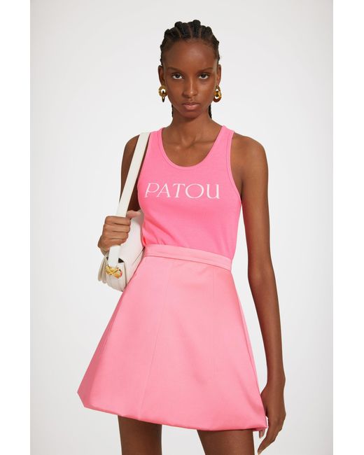 Patou Pink Mini Skirt In Cotton-blend Satin