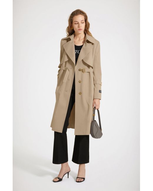 Patou Natural Trench Coat In Organic Cotton Gabardine Parchment