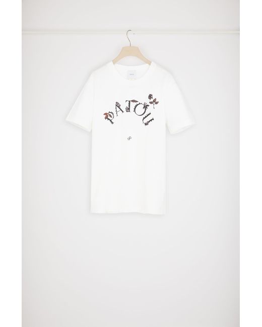 Patou オーガニックコットン製フローラルパトゥカーブロゴtシャツ White