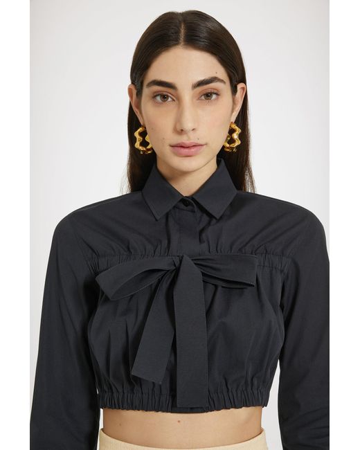 Chemise courte à noeud en coton éco-responsable Patou en coloris Black