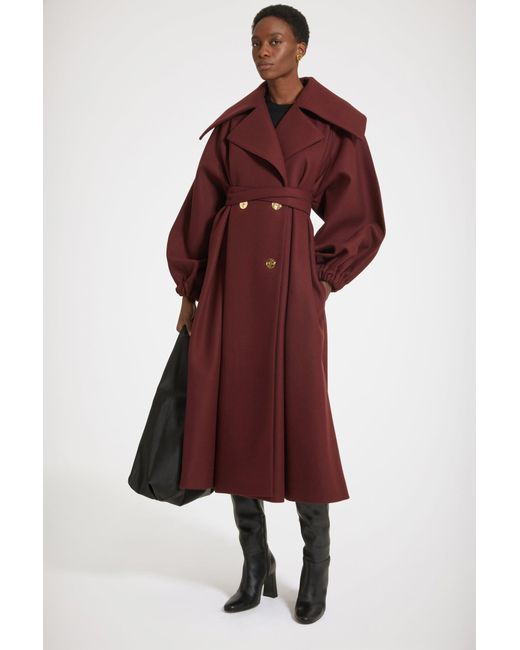 Manteau oversize en feutre de laine mélangée Patou en coloris Red