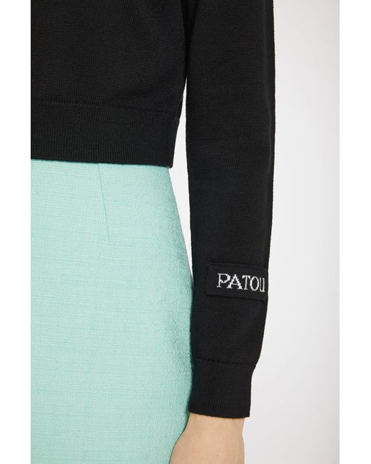 Patou コットン&ウール コントラストカラー セーター Black