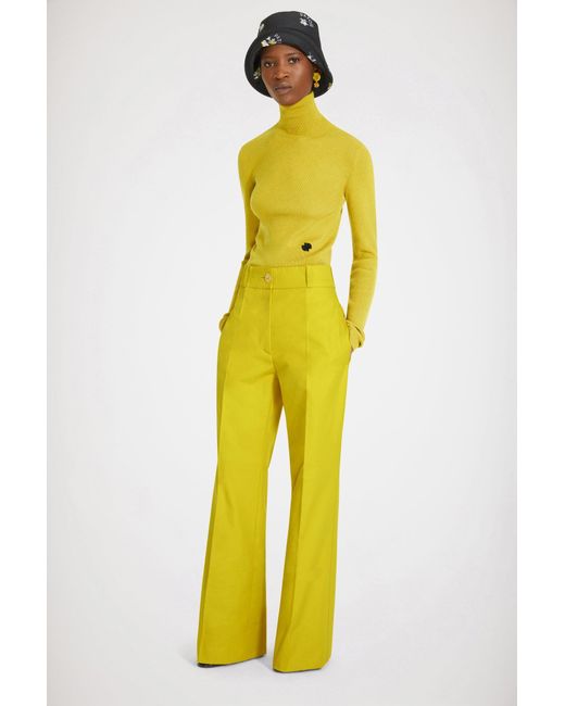 Patou Yellow Flared Trousers In Organic Cotton
