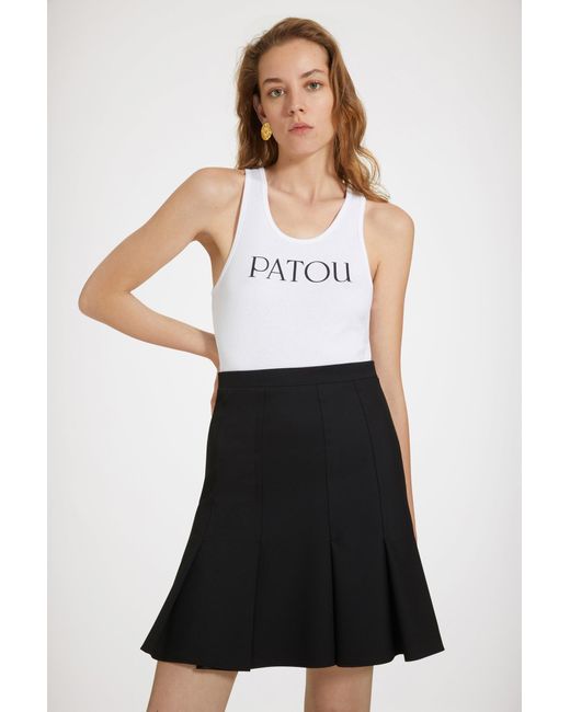 Patou White High-Waisted Pleated Skirt